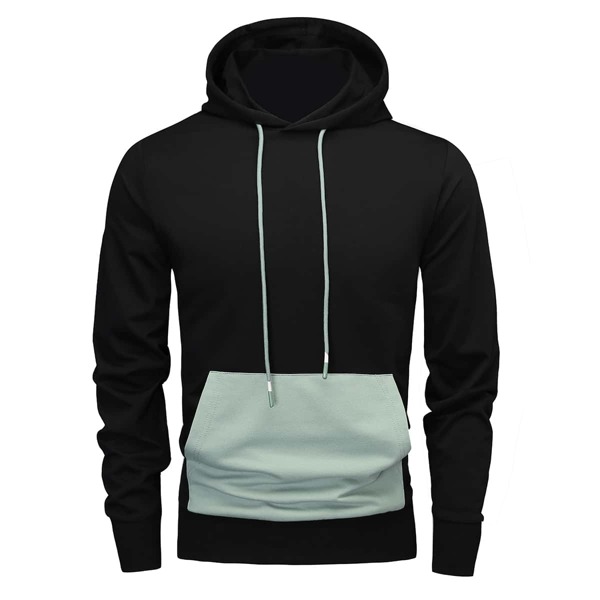 

Men Kangaroo Pocket Drawstring Hoodie, Black