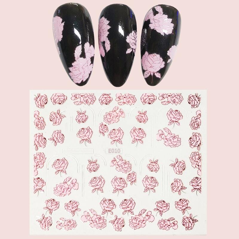 

1sheet Flower Pattern Nail Sticker, Multicolor