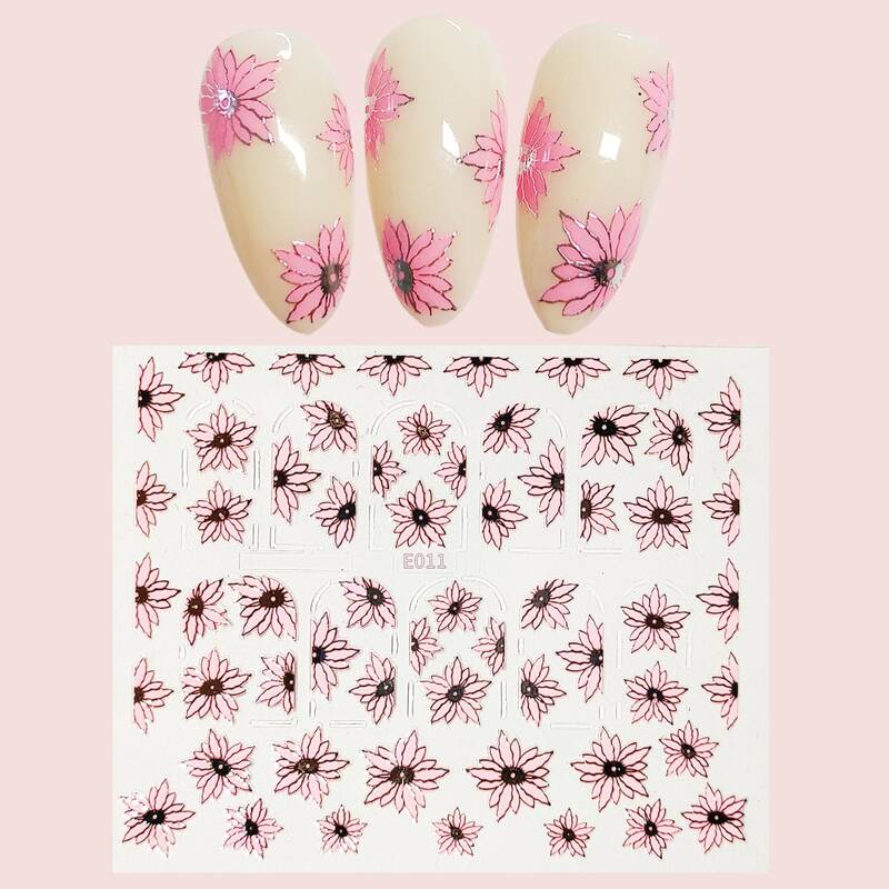 

1sheet Flower Pattern Nail Sticker, Multicolor