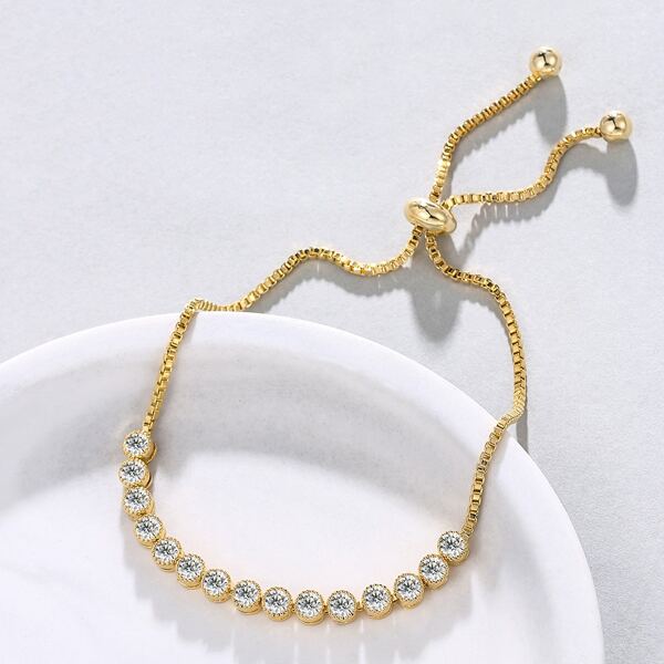 

18K Gold Plated Round Zircon Decor Bracelet