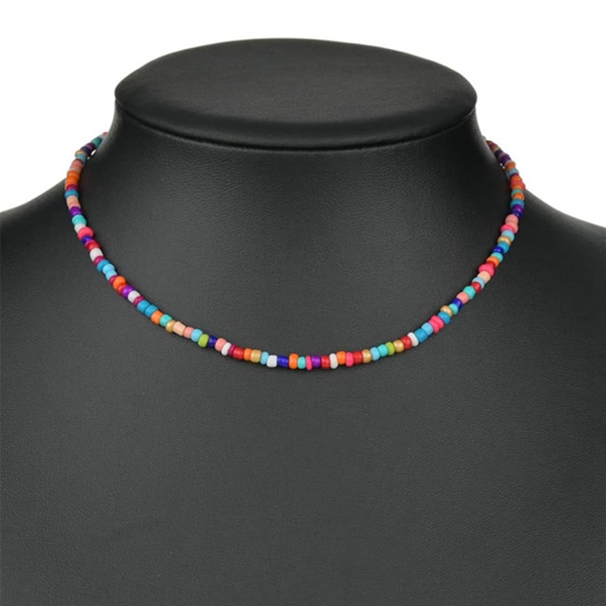 

1pc Colorful Beaded Necklace, Multicolor
