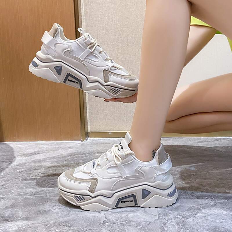 

Lace-up Front Letter Graphic Chunky Sneakers, Multicolor