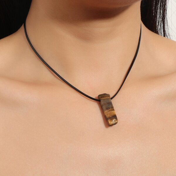 

Stone Charm Necklace, Black