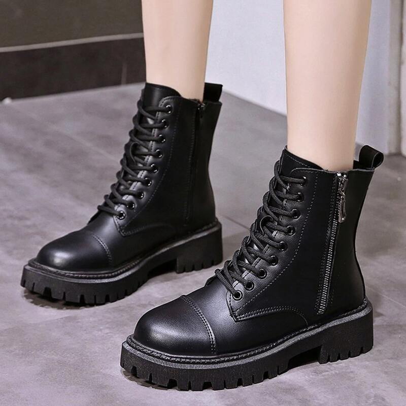

Minimalist Lace-up Front Combat Boots, Black