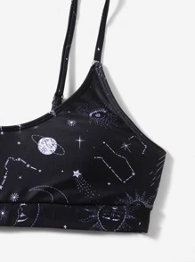 Swim EVENT Galaxy Print High Waisted Bikini For Summer Beach Vacation - Black - View 3