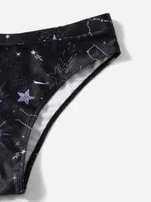 Swim EVENT Galaxy Print High Waisted Bikini For Summer Beach Vacation - Black - View 4