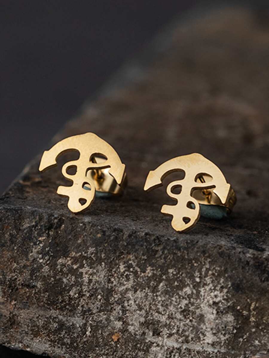 Anchor Design Earrings - Yellow Gold - View 1