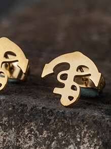 Anchor Design Earrings - Yellow Gold - View 4