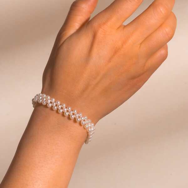 

Faux Pearl Beaded Bracelet, White