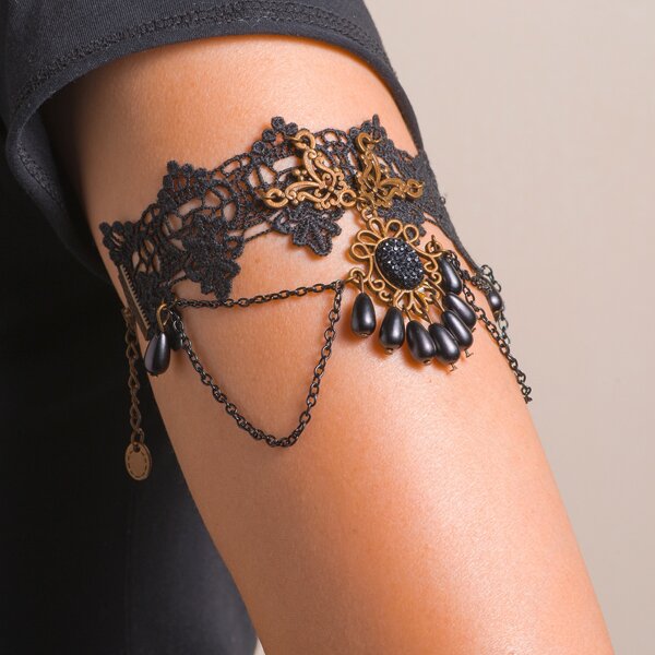 

Rhinestone Decor Arm Cuff, Black