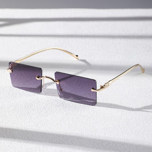 

Men Square Rimless Sunglasses, Purple