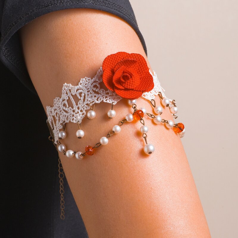 

Flower Decor Arm Cuff, White