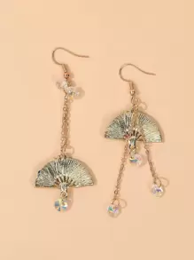 Fan Decor Drop Earrings - Blue - View 2