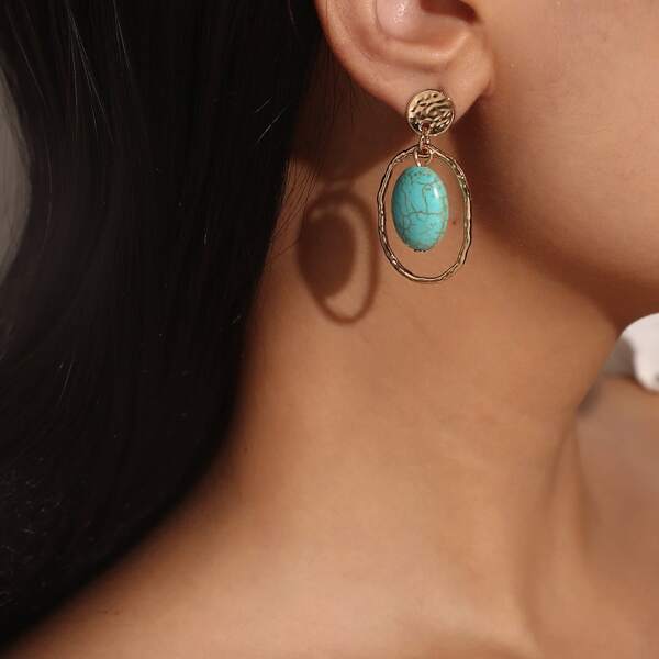

Turquoise Decor Drop Earrings, Blue
