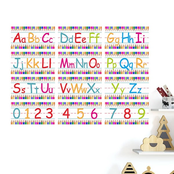 

12pcs Alphabet Print Wall Sticker, Multicolor