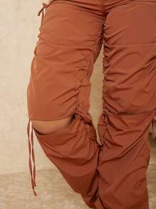 SHEIN SXY Pantalones con abertura con cordón lateral - Naranja Quemada - Ver 4