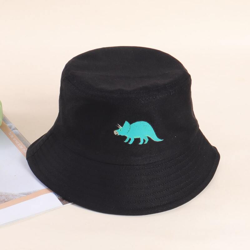 

Dinosaur Embroidery Bucket Hat, Black