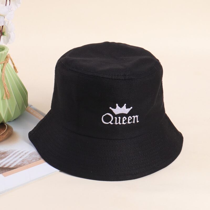 

Letter Graphic Embroidery Bucket Hat, Black