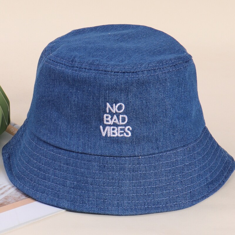 

Slogan Graphic Embroidery Bucket Hat, Navy blue