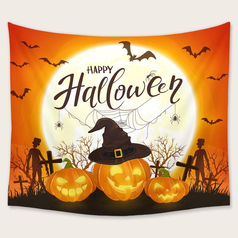 

Halloween Pumpkin Print Tapestry, Multicolor