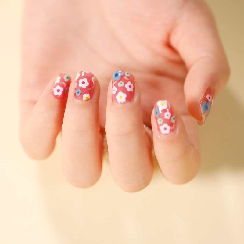 

1sheet Flower Pattern Nail Art Sticker & 1pc Nail File, Dusty pink