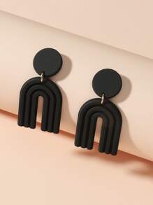 Pendientes largos geométricos - Negro - Ver 1