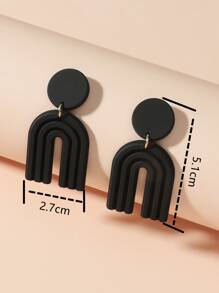 Pendientes largos geométricos - Negro - Ver 4