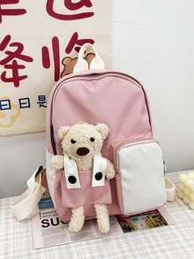 Niñas 3d Mochila con diseño de dibujos animados - Rosa - Ver 3