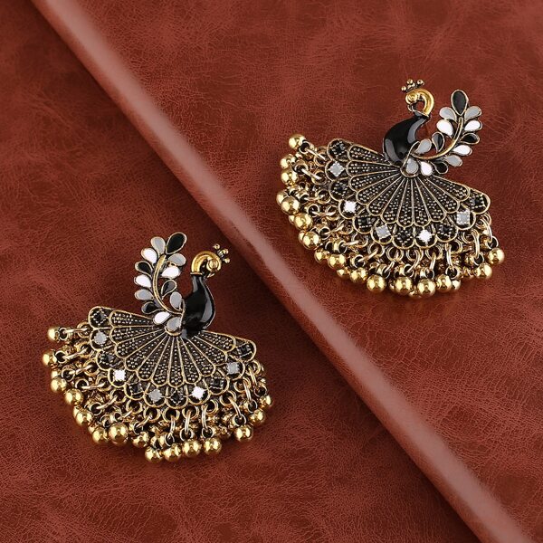 

Peacock Decor Earrings, Bronze