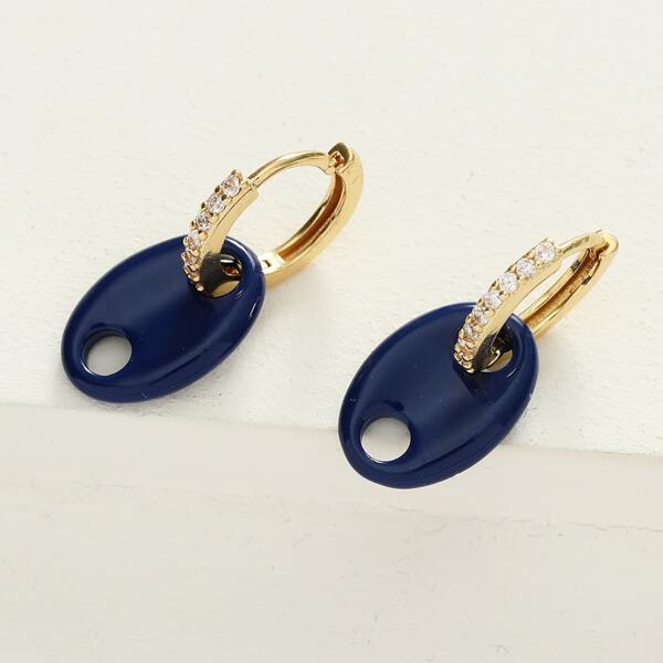 

18K Gold Plated Geometric Drop Earrings, Blue