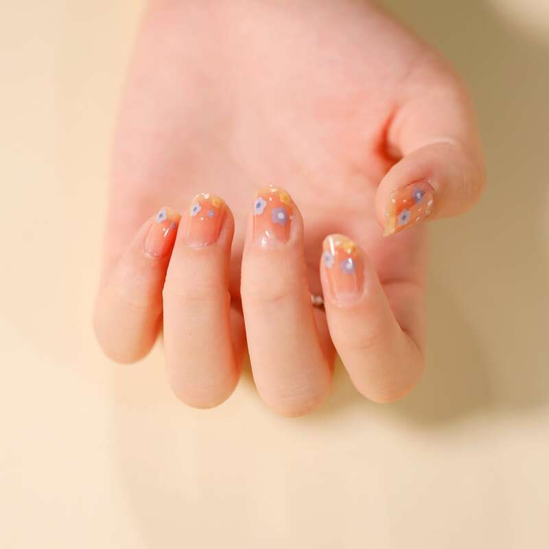 

1sheet Flower Pattern Nail Art Sticker & 1pc Nail File, Baby pink