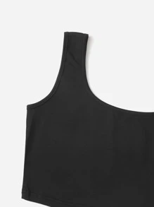 SHEIN Essnce 短款素色背心上衣 - 黑色 - 查看 3