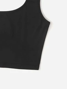 SHEIN Essnce 短款素色背心上衣 - 黑色 - 查看 4