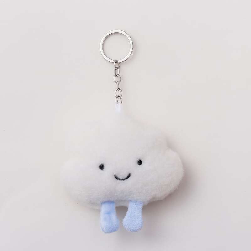 

Cartoon Cloud Keychain, White
