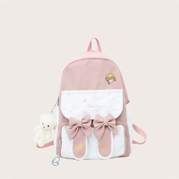 

Girls Bow Decor Backpack, Pink
