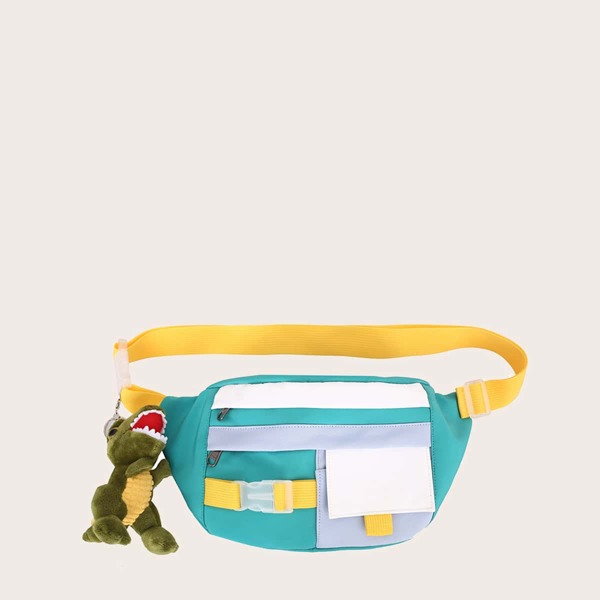 

Colorblock Doll Decor Fanny Pack, Green