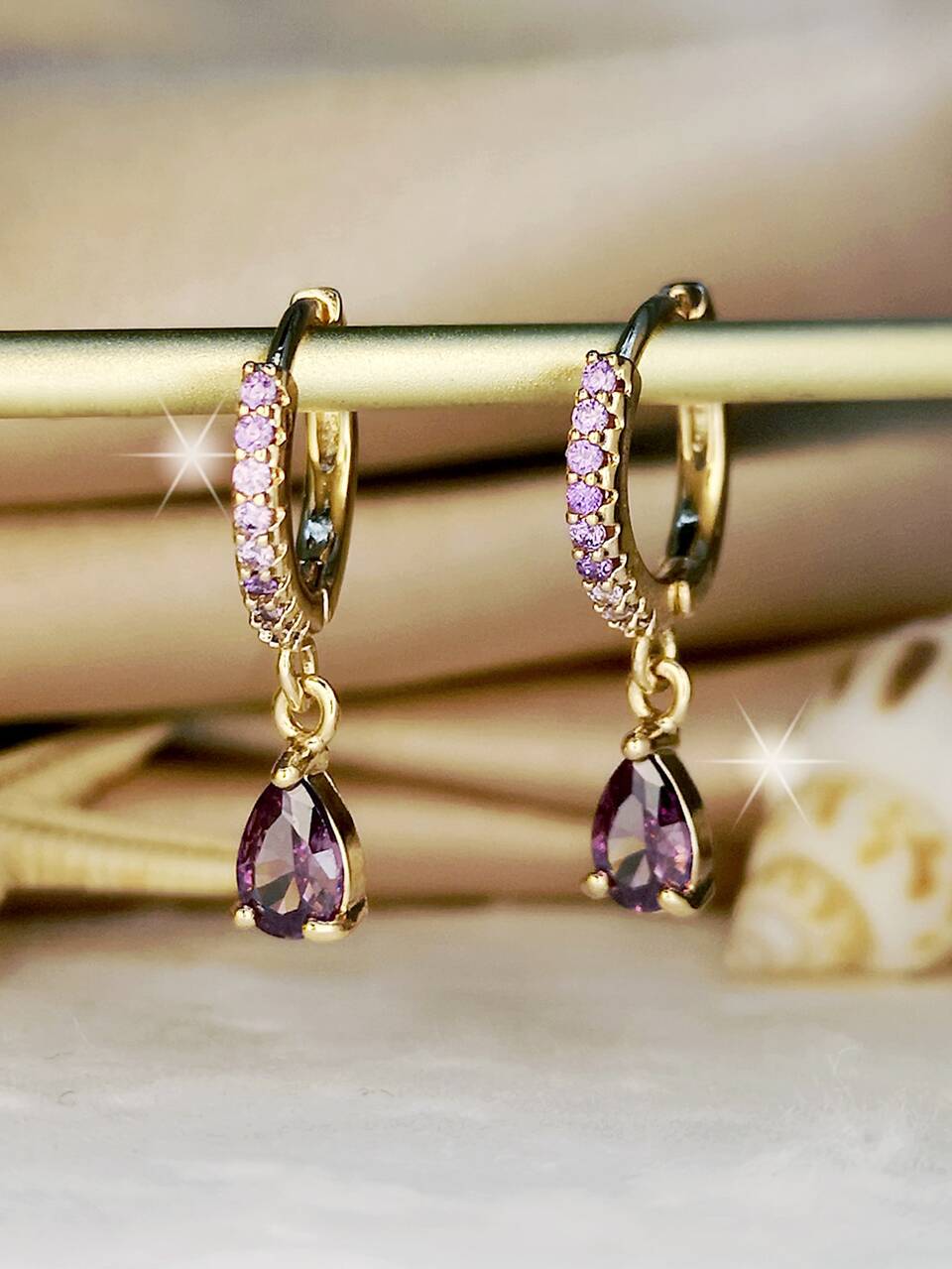Cubic Zirconia Water Drop Charm Earrings