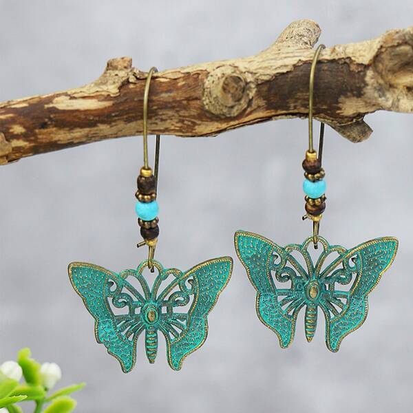 

Butterfly Charm Earrings, Ancient bronze