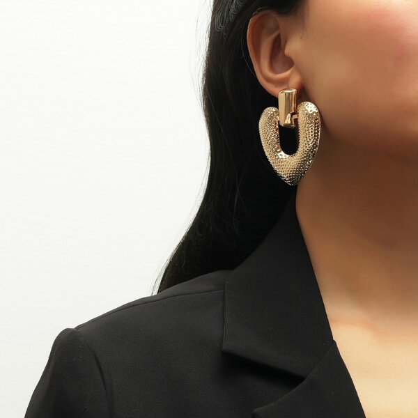 

Heart Drop Earrings, Gold