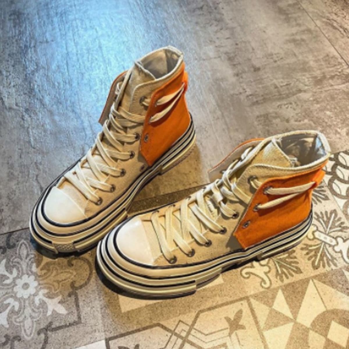 

Two Tone Lace Up Front Canvas Shoes, Multicolor