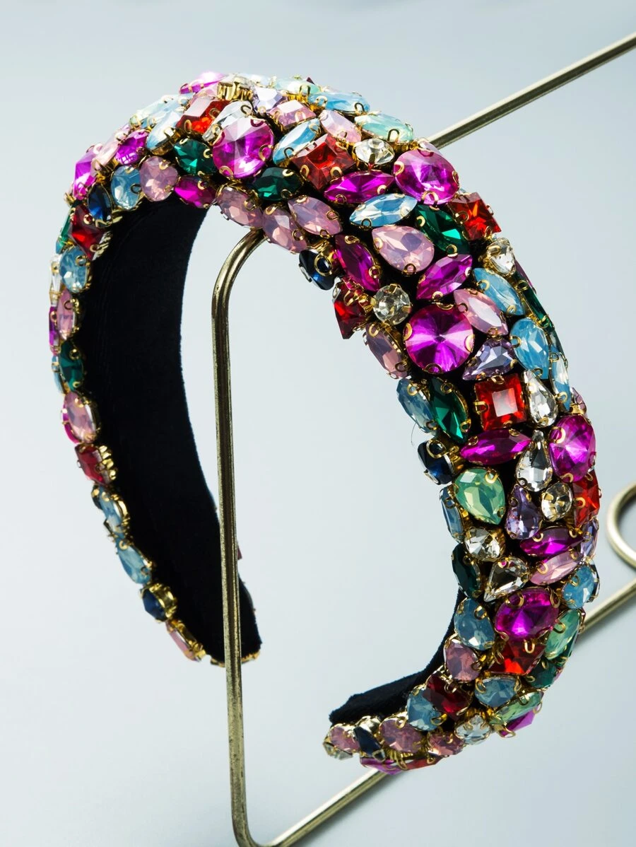 1 件天鹅绒全钻装饰头带 - 彩色 - 查看 1