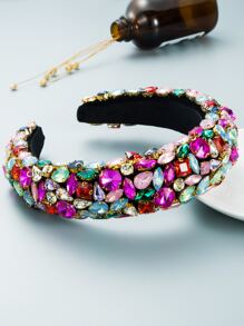 1 件天鹅绒全钻装饰头带 - 彩色 - 查看 2