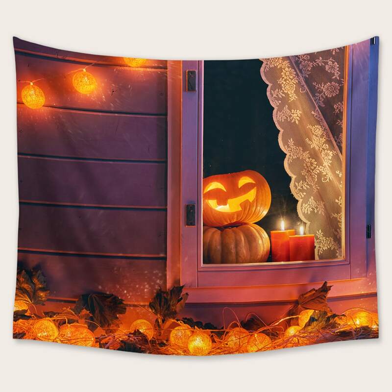 

Halloween Pumpkin Print Tapestry, Multicolor