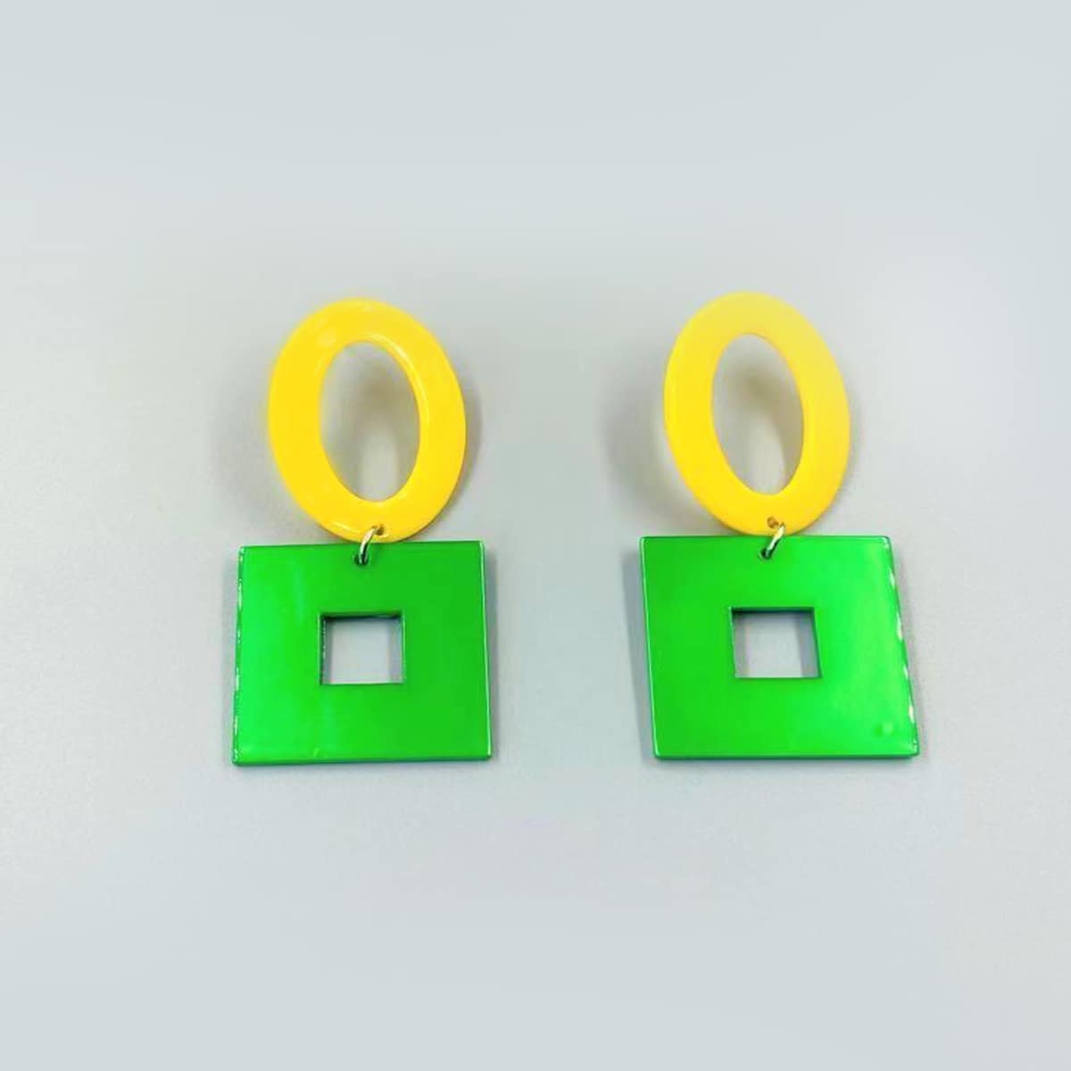 

Geo Drop Earrings, Green