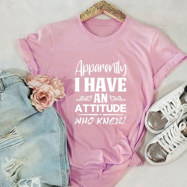 

Slogan Graphic Crew Neck Tee, Baby pink