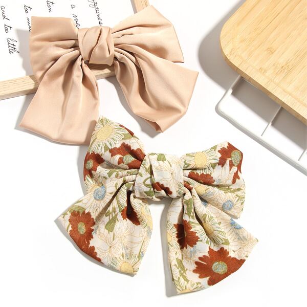 

2pcs Bow Knot Hair Clip, Multicolor