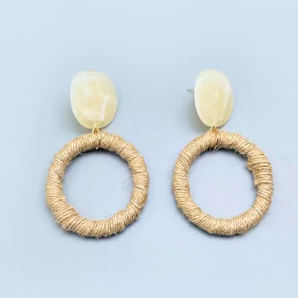 

Hollow Out Drop Earrings, Beige