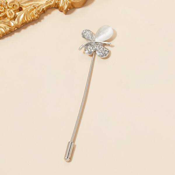

Rhinestone Butterfly Brooch, Silver