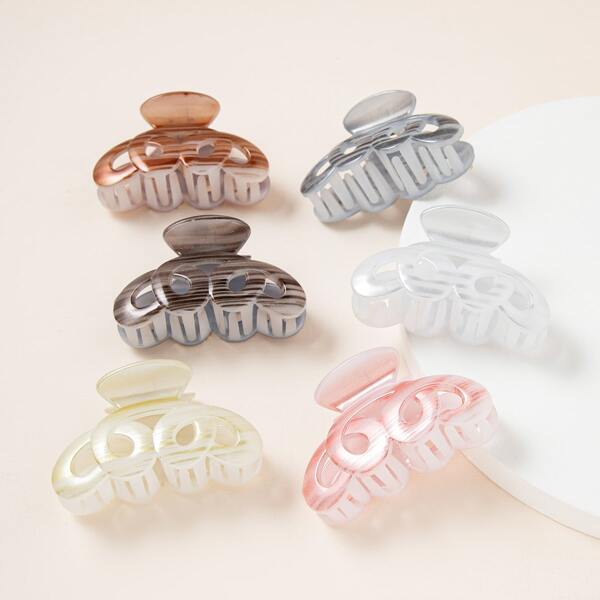 

6pcs Striped Print Hair Claw, Multicolor