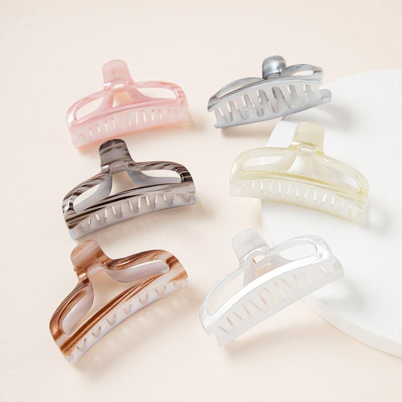 

6pcs Striped Print Hair Claw, Multicolor